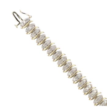 9ct Yellow Gold 3.00ct Brilliant Cut Diamond Bracelet 7"