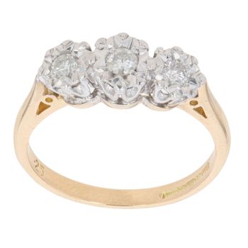 18ct Yellow Gold 0.25ct Brilliant Cut Diamond Trilogy Ring