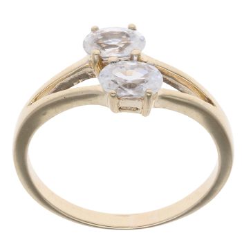9ct Yellow Gold Cubic Zirconia Two Stone Ring