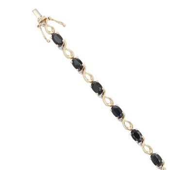 9ct Yellow Gold 0.05ct Diamond And Sapphire Bracelet 7"