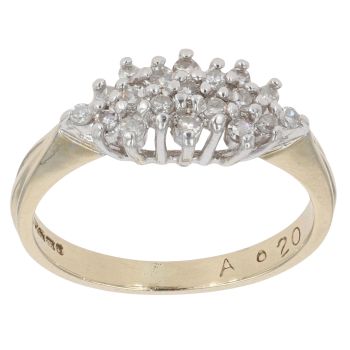 9ct Yellow Gold 0.20ct Diamond Cluster Ring