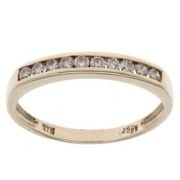 9ct Yellow Gold 0.25ct Brilliant Cut Diamond Half Eternity Ring