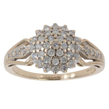 9ct Yellow Gold 0.41ct Diamond Cluster Ring