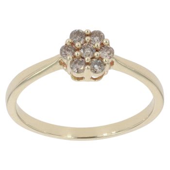 9ct Yellow Gold 0.20ct Champagne Diamond Cluster Ring