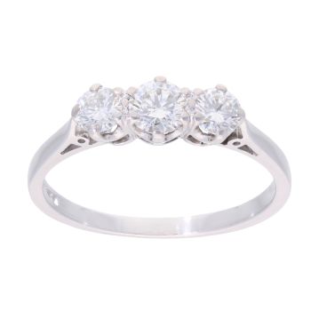 18ct White Gold 0.85ct Diamond Trilogy Ring