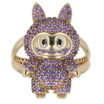 14ct Yellow Gold Purple Gemstone Bunny Ring