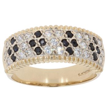 9ct Yellow Gold Cubic Zirconia and Sapphire Fancy Ring