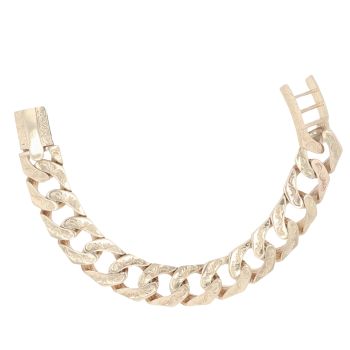 9ct Yellow Gold Patterned Curb Bracelet 9.5"