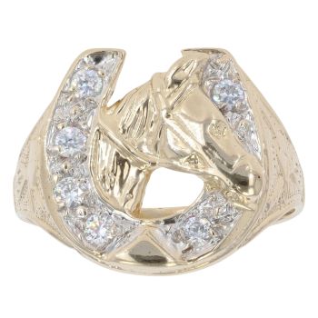 9ct Yellow Gold Cubic Zirconia Horseshoe Ring