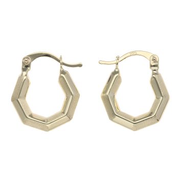 9ct Yellow Gold Hexagonal Creole Earrings