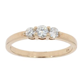 9ct Yellow Gold 0.48ct Diamond Trilogy Ring by Anya Belle