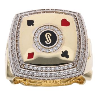 14ct Yellow Gold Monaco Cubic Zirconia Signet Ring