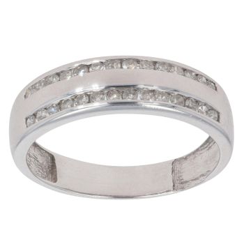 18ct White Gold 0.25ct Diamond Two Row Ring