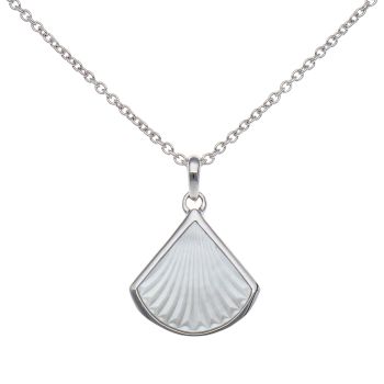 925 Sterling Silver Mother Of Pearl Shell Pendant & Chain 18"