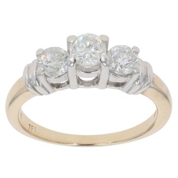 14ct Yellow Gold 1.00ct Brilliant Cut Diamond Trilogy Ring