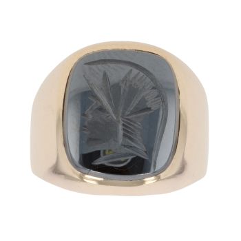 9ct Yellow Gold Hematite Centurion Signet Ring