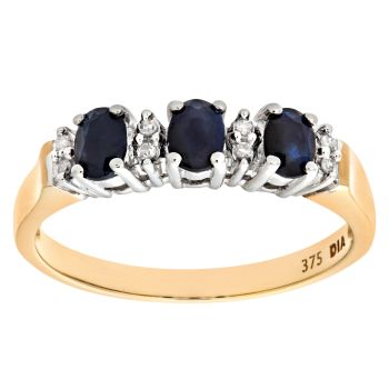 9ct Yellow Gold Diamond and Sapphire Dress Ring