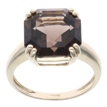 9ct Yellow Gold Smoky Quartz Single Stone Ring
