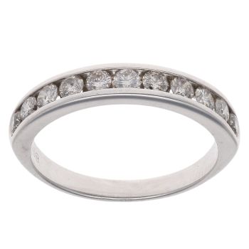 9ct White Gold 0.50ct Brilliant Cut Diamond Half Eternity Ring