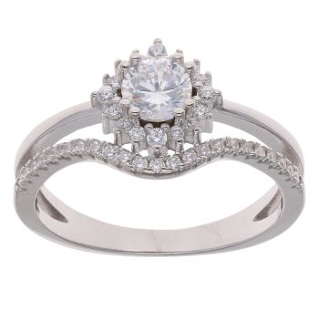 Silver Cubic Zirconia Stoneset Cluster Ring by Icesia