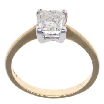 18ct Yellow Gold 1.70ct Princess Cut Diamond Solitaire Ring
