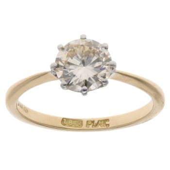14ct Yellow Gold and Platinum 1.20ct Diamond Solitaire Ring