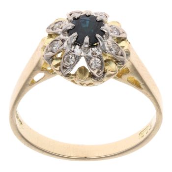 18ct Yellow Gold 0.08ct Diamond And Sapphire Cluster Ring