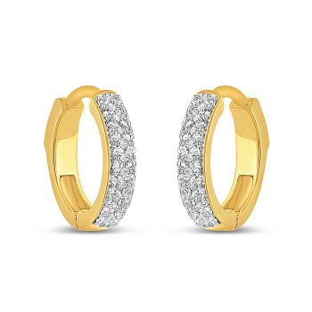22ct Yellow Gold Pave Diamond-Cut Hoops