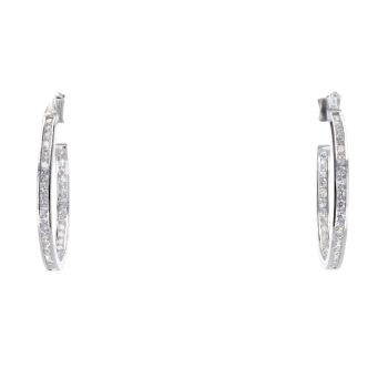 Silver Cubic Zirconia 33mm Hoop Earrings by Icesia