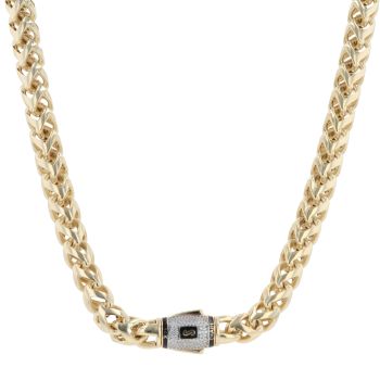 14ct Yellow Gold Monaco Rondo Pave Lock Fancy Chain 22"