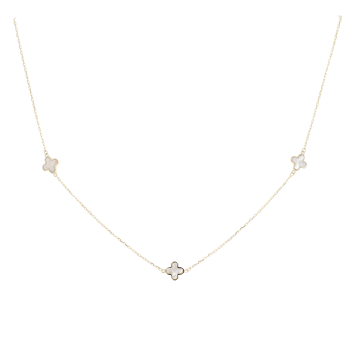 9ct Yellow Gold Mother Of Pearl Petal Necklace 16"