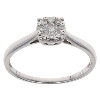 9ct White Gold 0.25ct Brilliant Cut Diamond Cluster Ring