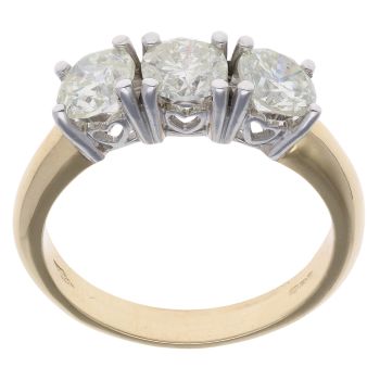 18ct Yellow Gold 1.87ct Brilliant Cut Diamond Trilogy Ring
