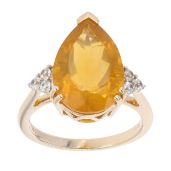 9ct Yellow Gold Yellow Opal And Cubic Zirconia Ring