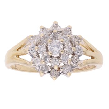 9ct Yellow Gold 0.33ct Diamond Cluster Ring