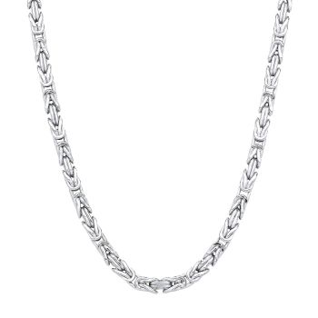 Sterling Silver Solid 3.5mm Byzantine Chain Necklace