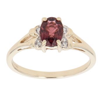 9ct Yellow Gold 0.02ct Diamond And Purple Gemstone Ring