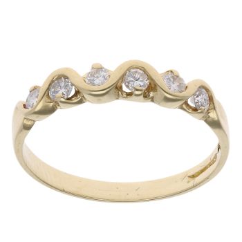 18ct Yellow Gold 0.25ct Brilliant Cut Diamond Wave Ring
