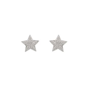 Sterling Silver Pavé Cubic Zirconia Star Stud Earrings
