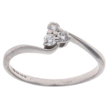 9ct White Gold 0.20ct Brilliant Cut Diamond Trilogy Ring