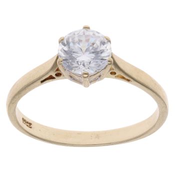 14ct Yellow Gold Cubic Zirconia Single Stone Ring
