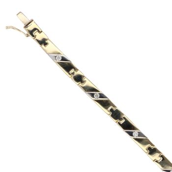 9ct Yellow And White Gold 0.25ct Brilliant Cut Diamond Bracelet 7.5"