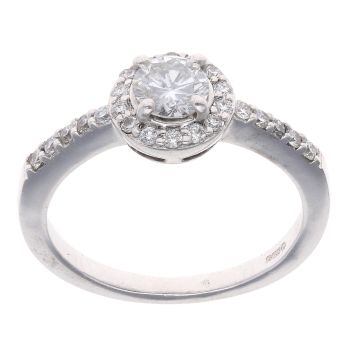 Platinum 0.75ct Brilliant Cut Diamond Halo Cluster Ring