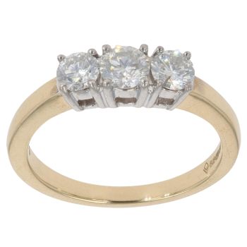18ct Yellow Gold 0.75ct Brilliant Cut Diamond Trilogy Ring