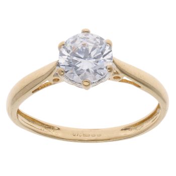 18ct Yellow Gold Cubic Zirconia Solitaire Ring