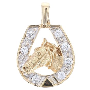 9ct Yellow Gold Cubic Zirconia Horseshoe Pendant