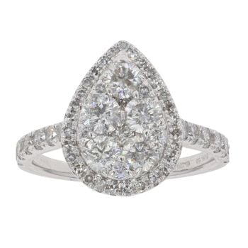 18ct White Gold 1.00ct Brilliant Cut Diamond Cluster Ring