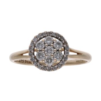 9ct Yellow Gold 0.50ct Diamond Cluster Ring