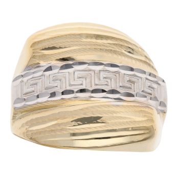 14ct Yellow And White Gold Greek Key Fancy Ring
