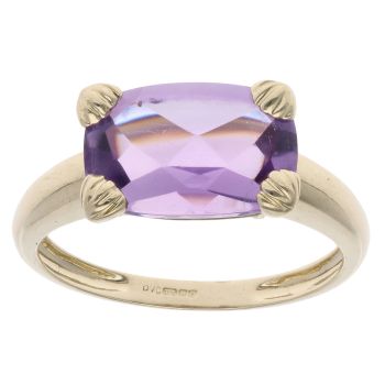 9ct Yellow Gold Amethyst Solitaire Ring